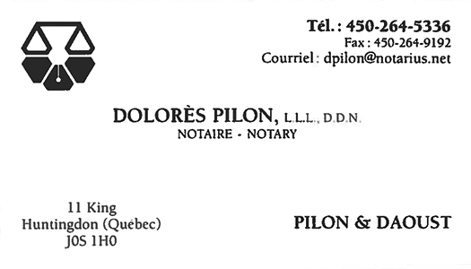 Dolorès Pilon, Notaire